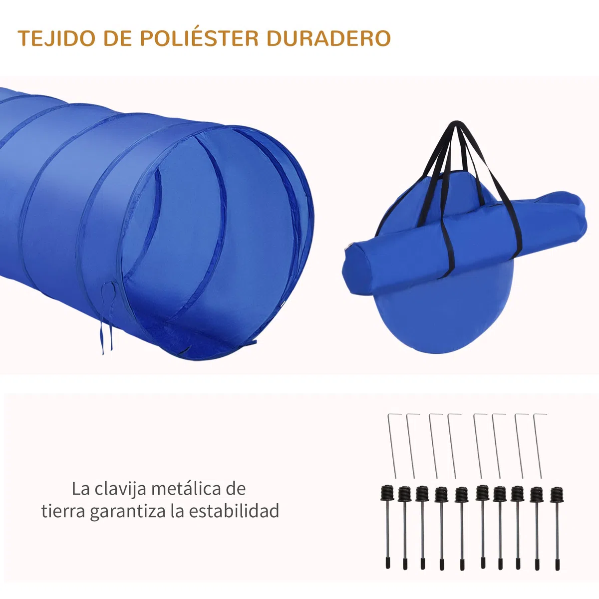 Set de Entrenamiento de Agilidad para Perros Obstáculos de Salto con Altura Ajustable Túnel para perros para Exteriores con Bolsa de Transporte 60x60x148 cm Azul y Amarillo