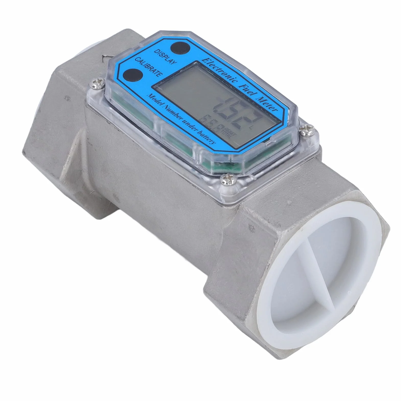 Caudalímetros Agua Digital, Acero Inoxidable Medidor de Flujo de Turbina de 2 Pulgadas 35-250 L/Min, Unidad L, GAL, PTS, QTS