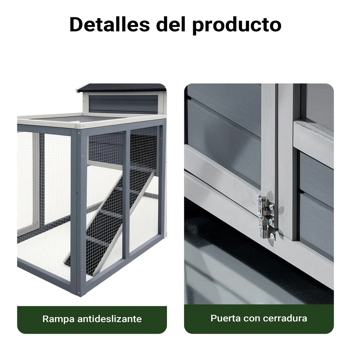 Conejera Jaula Conejos recinto Descubierto Zona Descubierta Gris Madera Abeto
