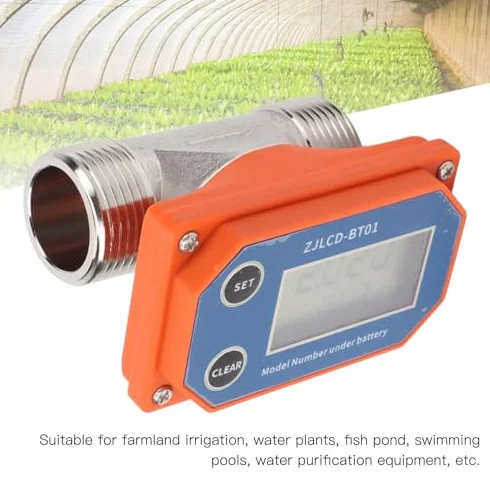 Medidor de Flujo de Agua Digital de Acero Inoxidable Resistencia a Ácidos y Álcalis para Manguera de Jardín y Riego de Tierras de Cultivo