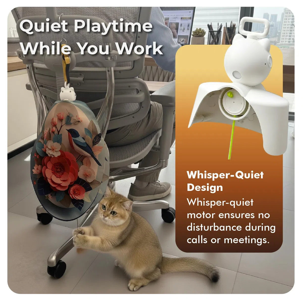 Juguetes interactivos para gatos de interior, juguete de plumas colgante automático oculto para gatos, juguetes de enriquecimiento recargables activados por movimiento para gatos adultos aburridos