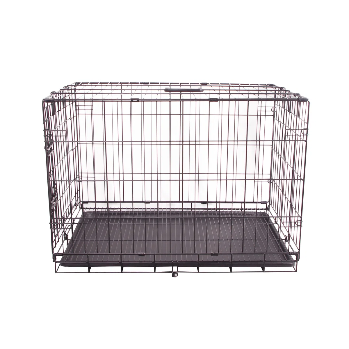 Jaula de Alambre de Metal Duradera y Plegable para Perros con Bandeja, Puerta Individual, 76 x 48 x 53 cm, Color Negro