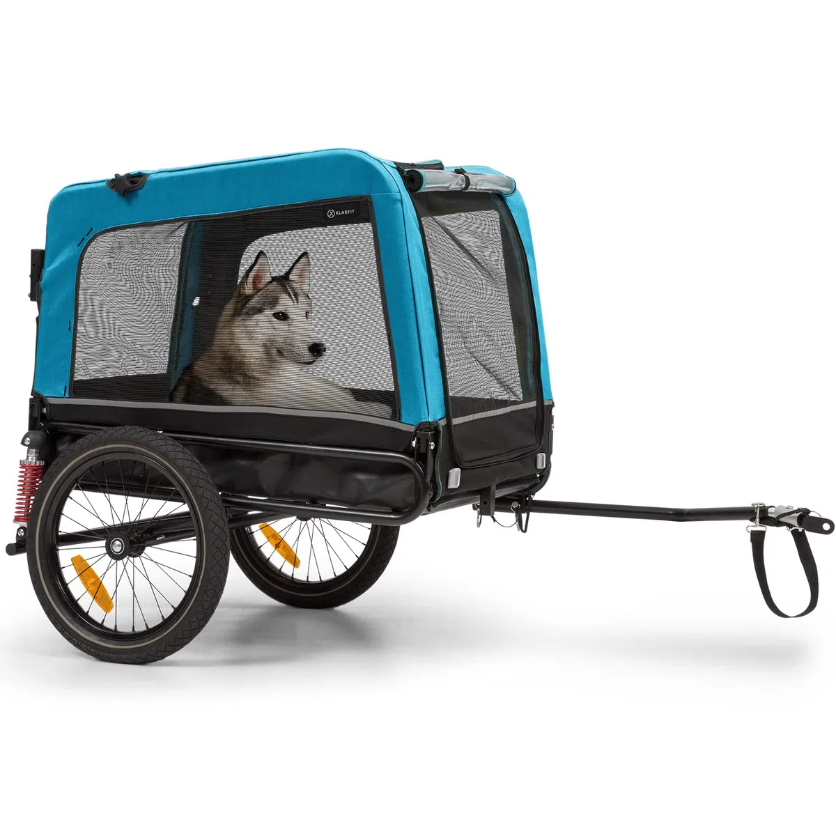 Klarfit Husky Vario Carro Perro Bicicleta 2 en 1, Carrito Perros Remolque Bicicleta, Lona Oxford 600D, Reflectores, Bandera de Advertencia y Arnés de Seguridad, Perros Medianos