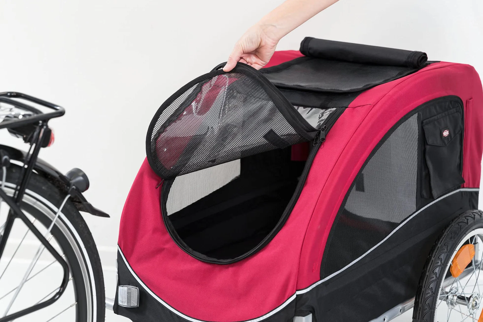 Tráiler Bicicleta, M, 43×45×73 cm, Rojo/Negro