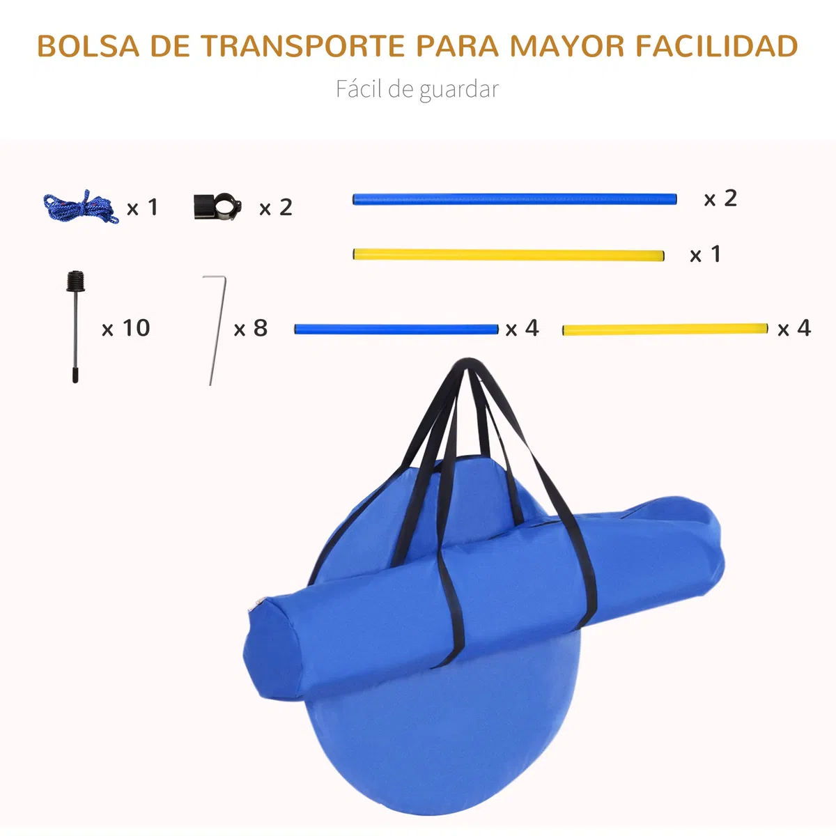 Set de Entrenamiento de Agilidad para Perros Obstáculos de Salto con Altura Ajustable Túnel para perros para Exteriores con Bolsa de Transporte 60x60x148 cm Azul y Amarillo