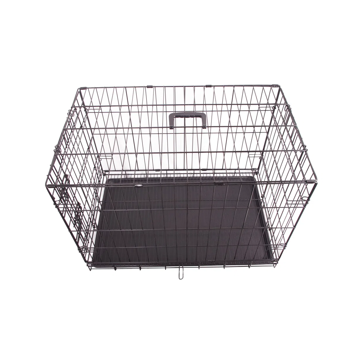 Jaula de Alambre de Metal Duradera y Plegable para Perros con Bandeja, Puerta Individual, 76 x 48 x 53 cm, Color Negro