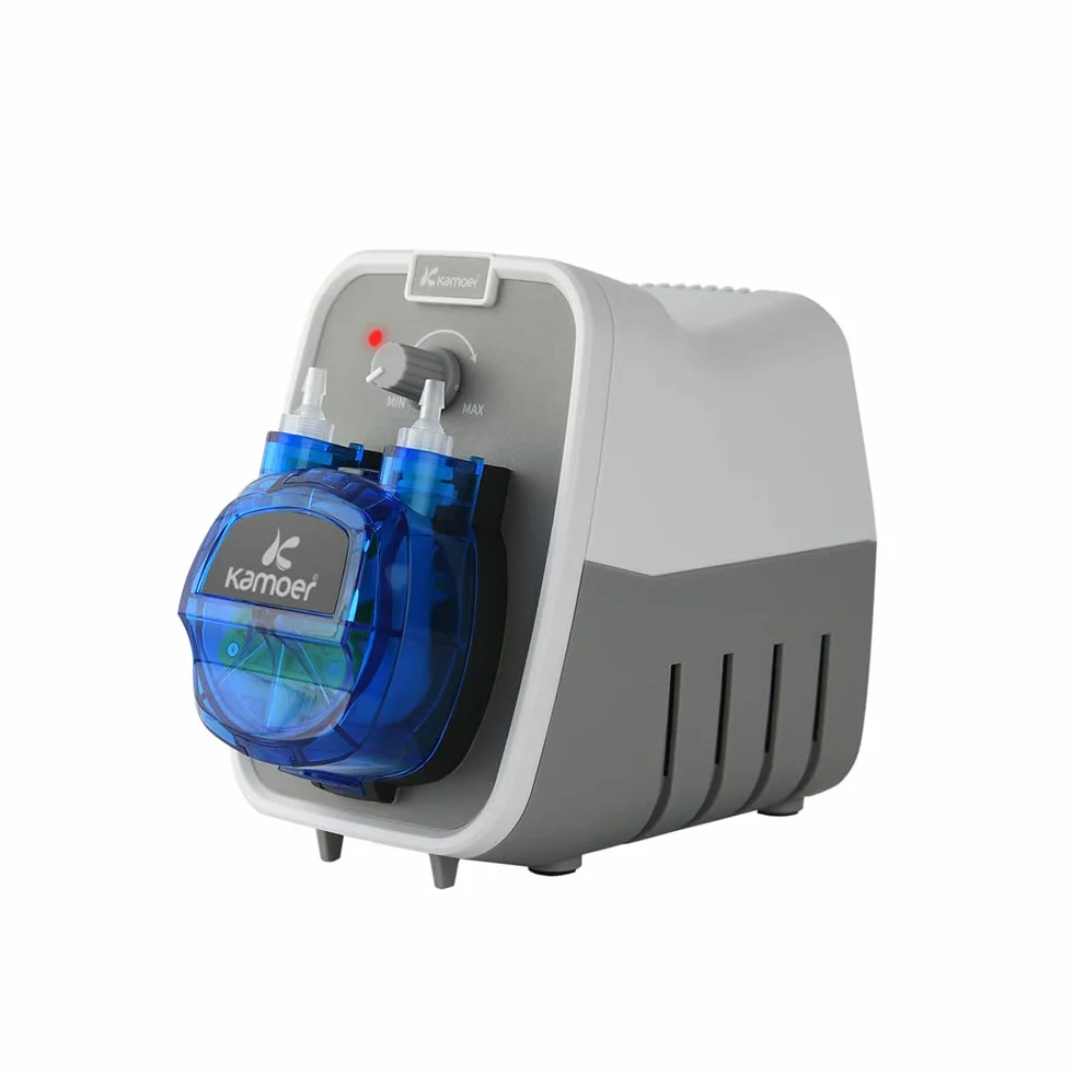 Kamoer KCPA600 24V bomba peristáltica bomba dosificadora de líquido de alto flujo 180-520 ml/min ajustable, tubo norpreno 4mm ID x 7.2mm OD