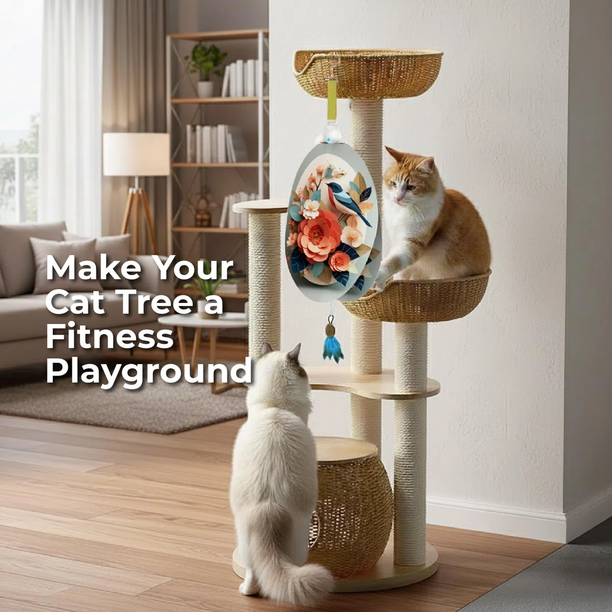 Juguetes interactivos para gatos de interior, juguete de plumas colgante automático oculto para gatos, juguetes de enriquecimiento recargables activados por movimiento para gatos adultos aburridos