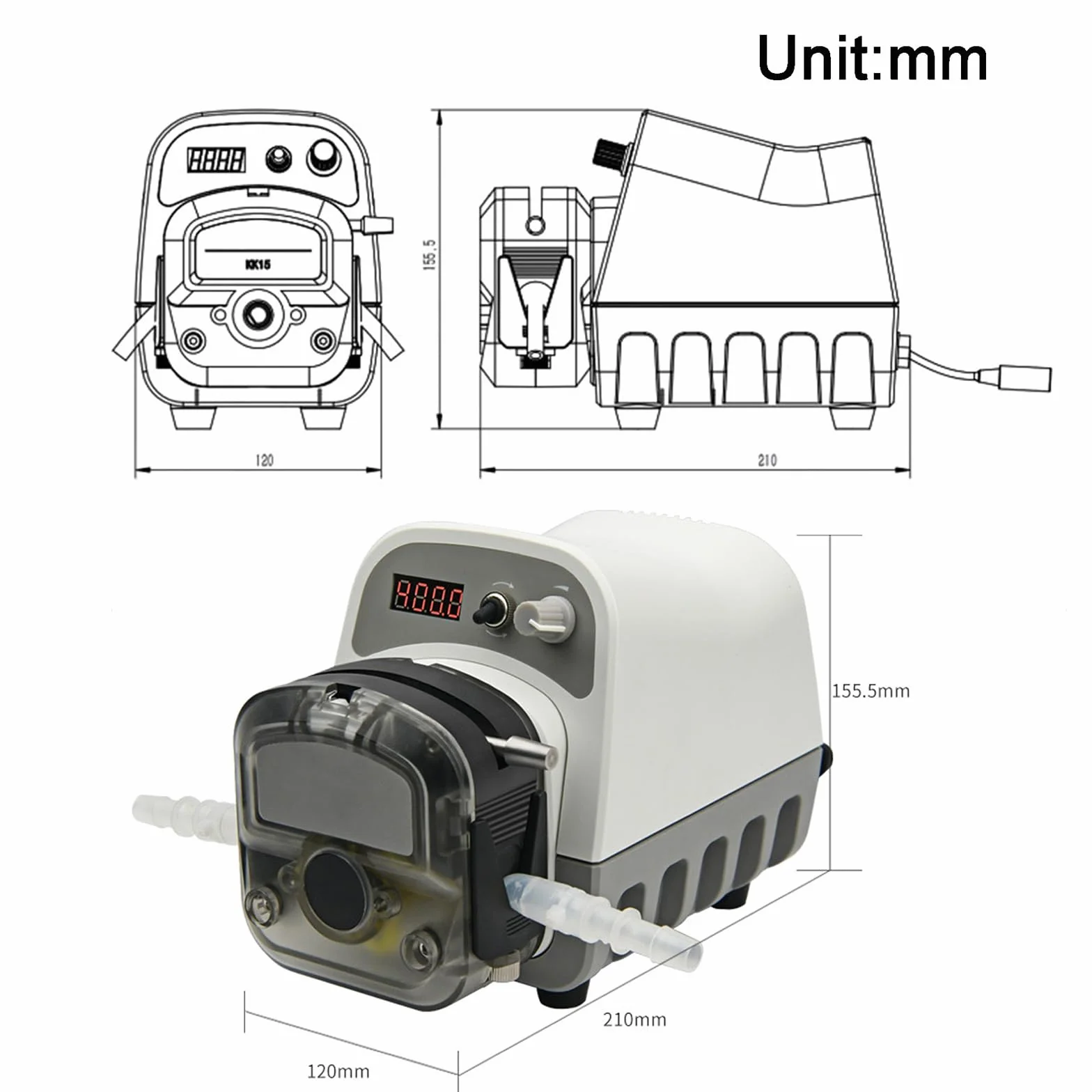 Bomba Peristáltica Inteligente, Bomba Dosificadora De Líquidos De Laboratorio, con Pantalla Digital, Interruptor De Avance Y Retroceso, Caudal 1500 Ml/min, Admite Succión Trasera