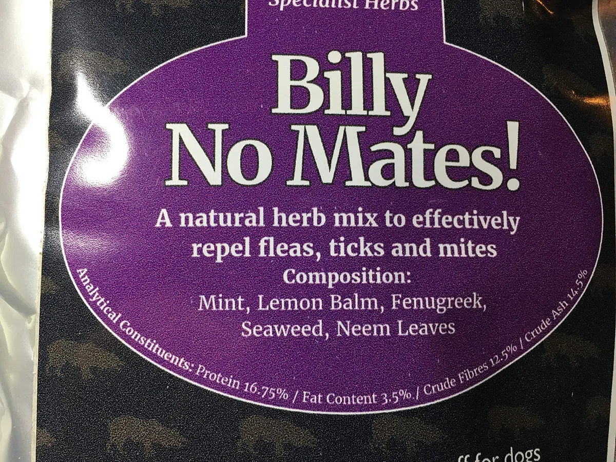 Billy No Mate Antigarrapatas y Pulgas, Polvo Natural para Perro, Gato, Conejo, Caballo, 1 kg