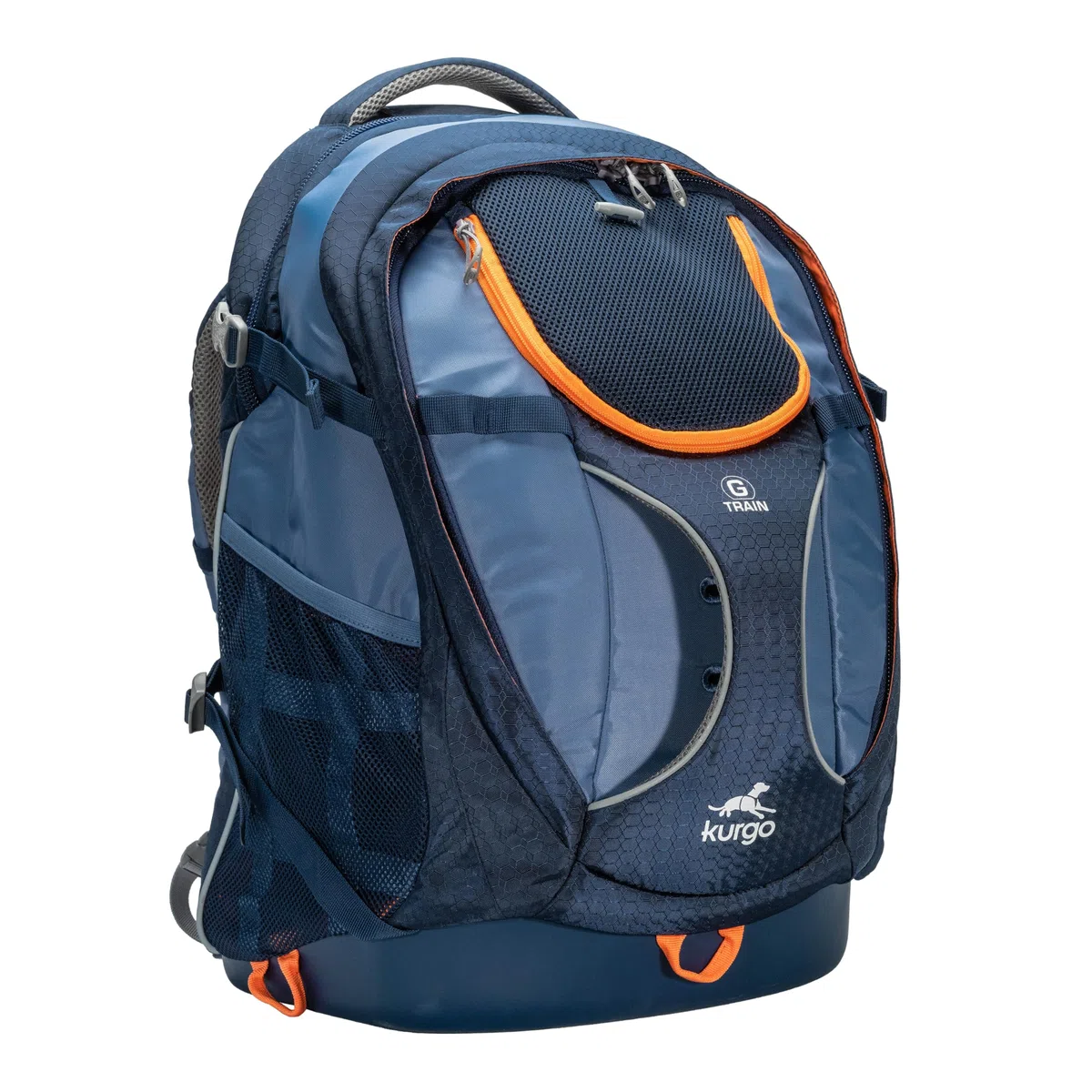 Kurgo G-Train - Mochila Transportín para Mascotas Pequeñas - Para Viajes y Senderismo, Fondo Impermeable y Múltiples Compartimentos - Azul Marino