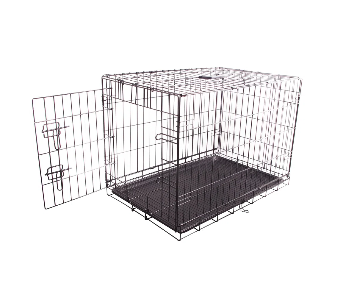 Jaula de Alambre de Metal Duradera y Plegable para Perros con Bandeja, Puerta Individual, 76 x 48 x 53 cm, Color Negro