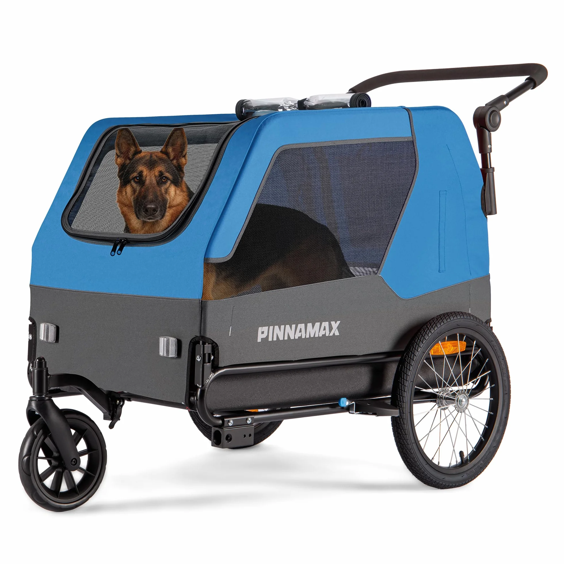 Remolque para Perros PINNAMAX para Bicicletas: Carrito para Mascotas 2 en 1, con una Capacidad de Carga de hasta 45 kg; Remolque para Perros con Enganche Universal para Bicicleta