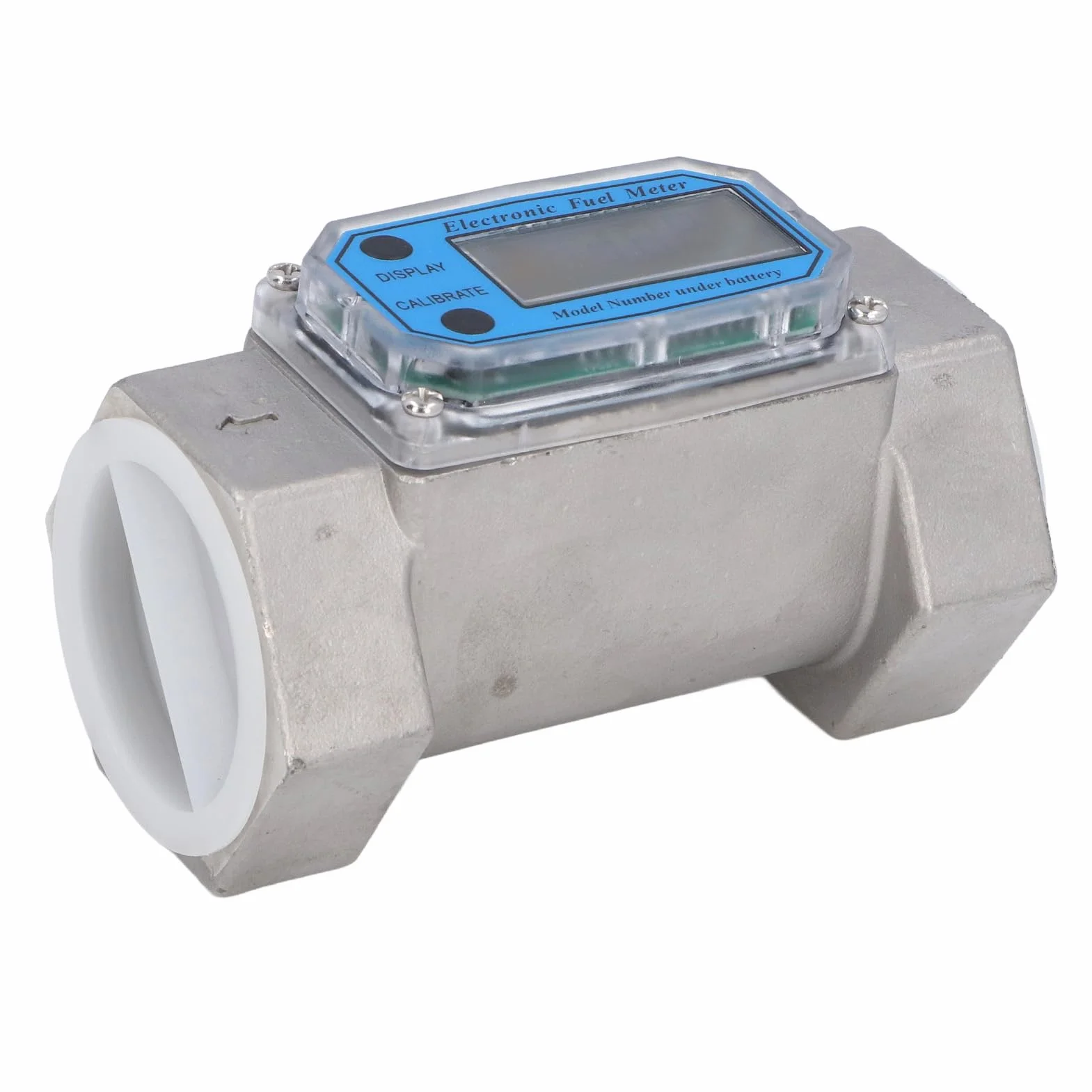 Caudalímetros Agua Digital, Acero Inoxidable Medidor de Flujo de Turbina de 2 Pulgadas 35-250 L/Min, Unidad L, GAL, PTS, QTS