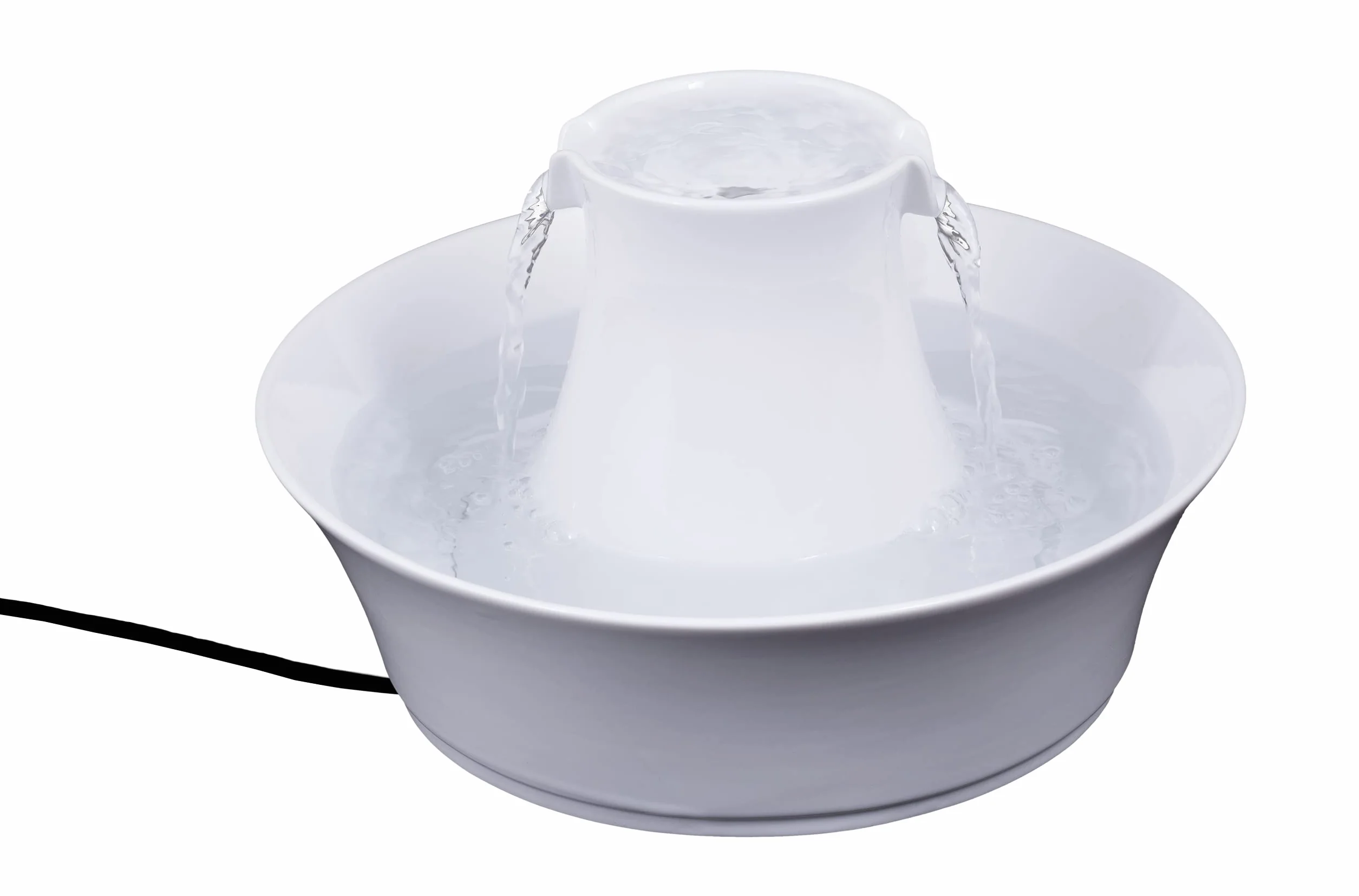 PetSafe - Fuente de Cerámica para Perros y Gatos Drinkwell Avalon 2L - Bebedero de 2 Boquillas para 2 Animales - Fácil de Limpiar - Blanco