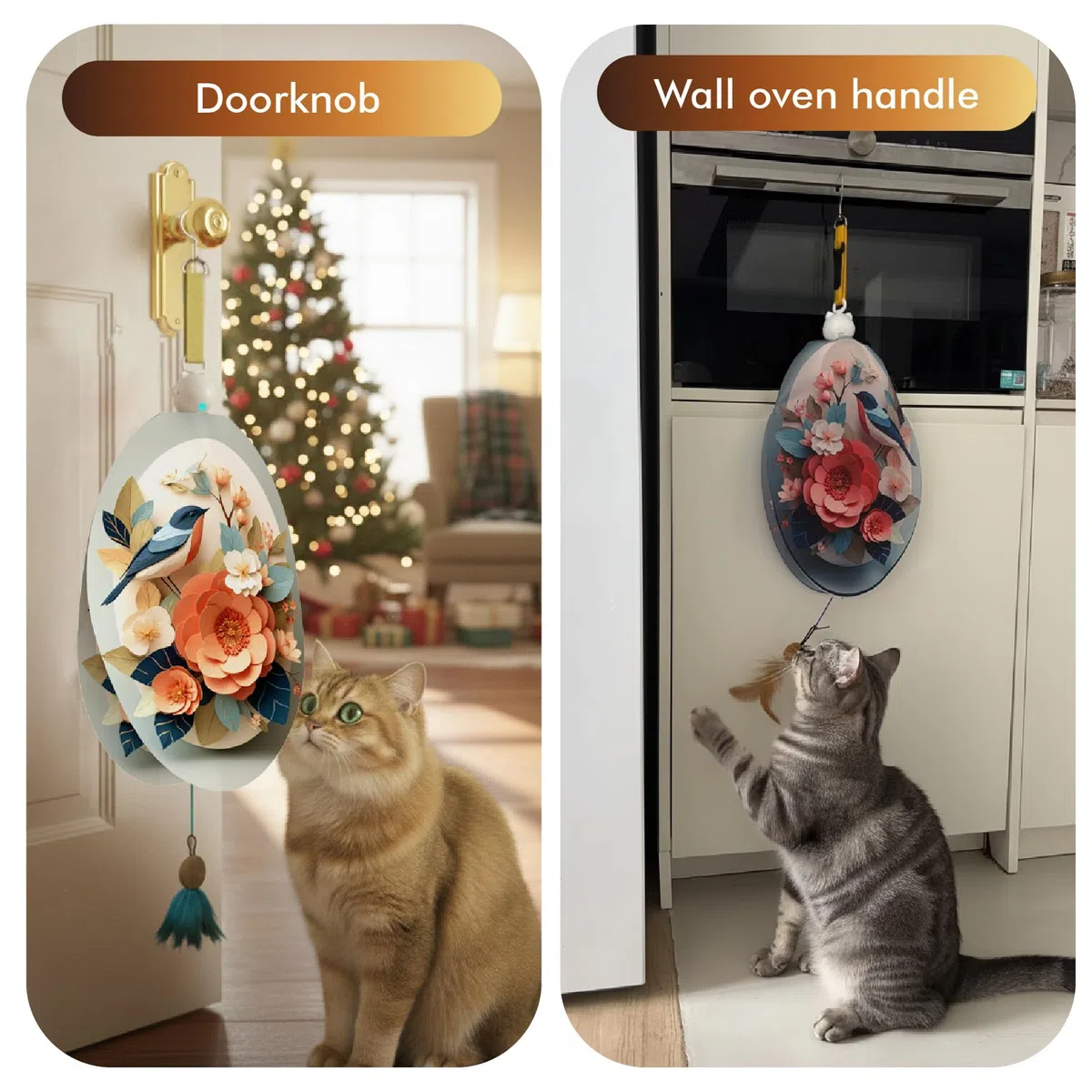 Juguetes interactivos para gatos de interior, juguete de plumas colgante automático oculto para gatos, juguetes de enriquecimiento recargables activados por movimiento para gatos adultos aburridos