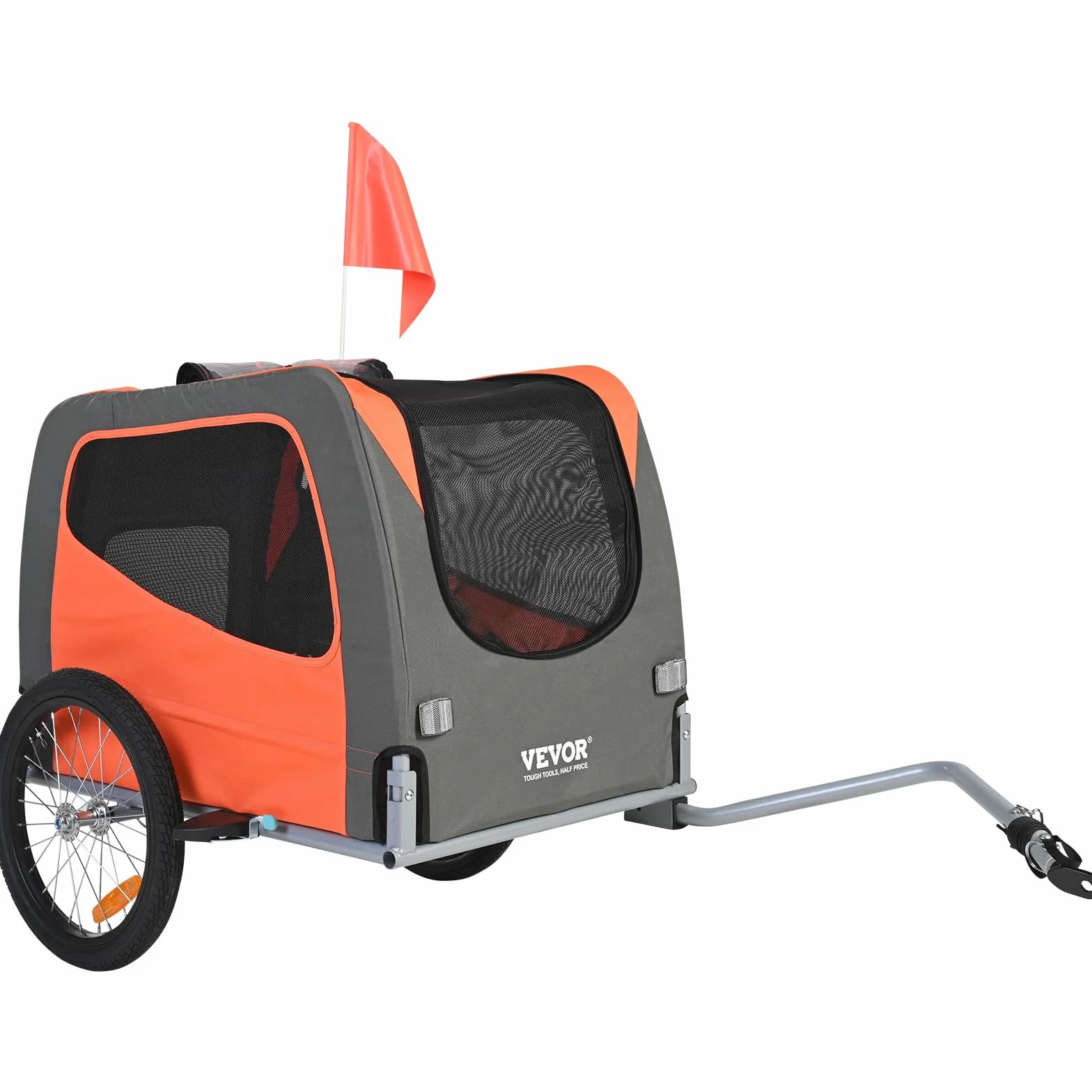 VEVOR Remolque Plegable para Bicicleta para Perros Carga de 30 kg Portabicicletas para Mascotas Marco Fácil de Plegar con Ruedas de Liberación Rápida, Acoplador Universal para Bicicleta, Reflectores